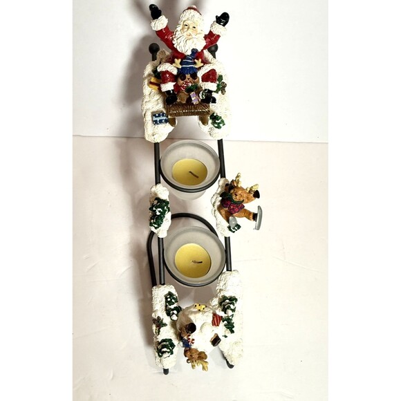 Sledding santa candle holder Traditions 366289 VTG Metal Christmas Deco Figurine - Picture 6 of 14